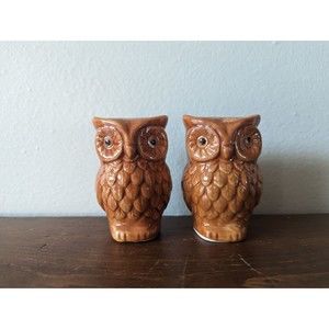 Vintage Owl Salt and Pepper Shakers